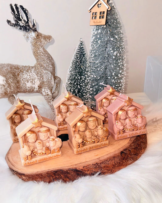 Decoración Navideña Artesanal - Velas Pesebre