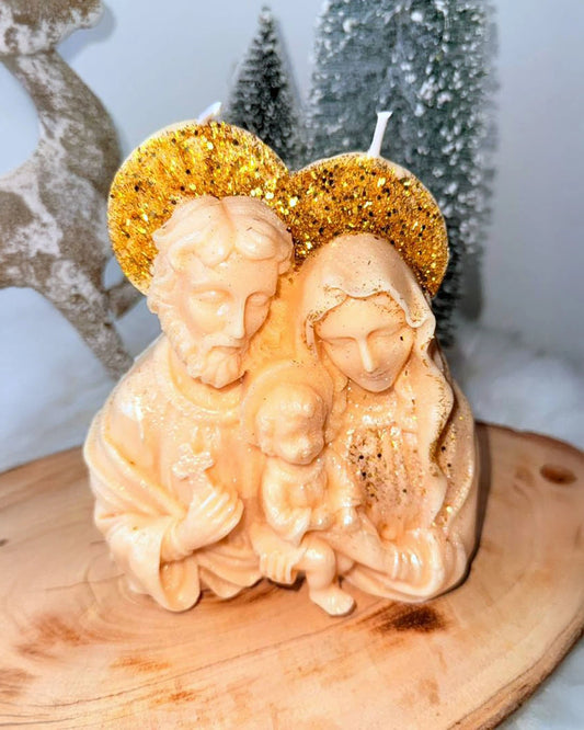 Decoración Navideña Artesanal - Vela Sagrada Familia