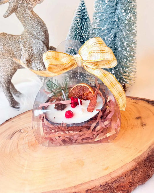 Decoración Navideña Artesanal - Velas Coco Navideño
